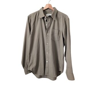 Buck Mason Mens Olive Green Cotton Rayon Button Down Shirt Medium Twill Gorpcore